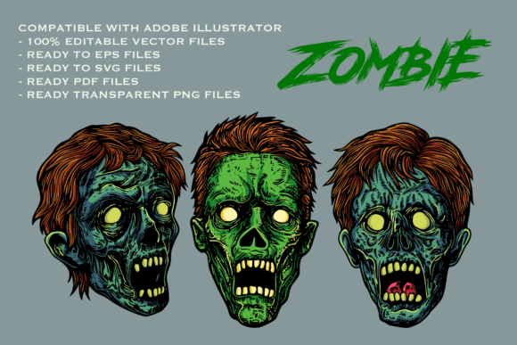 A Designer's Review: Zombie Head Graphics for Seasonal T-Shirt Designs