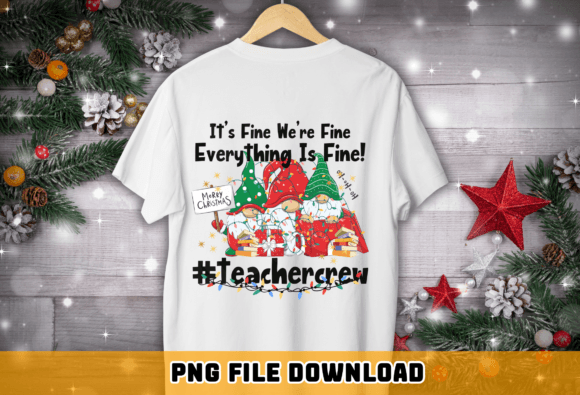 Christmas Teacher Gnome PNG: Graphics for T-Shirt Designs
