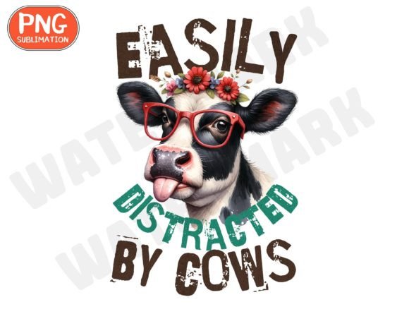 Easily Distracted by Cows PNG: Cute Cow Design Review