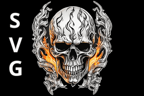 Skull with Flames SVG: A Bold Graphic for T-Shirt Designs