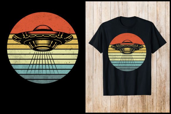 UFO with Retro Vintage Alien T-Shirt Graphics